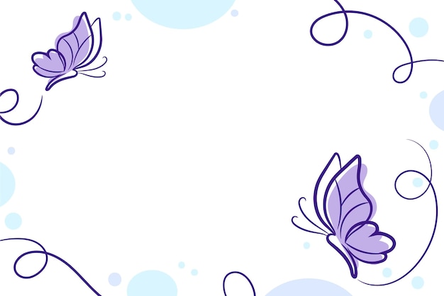 Hand drawn butterfly outline background