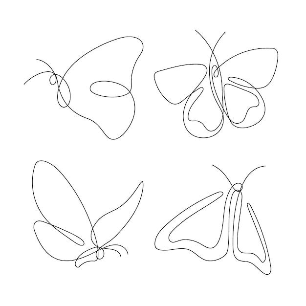 Hand drawn butterfly outline pack