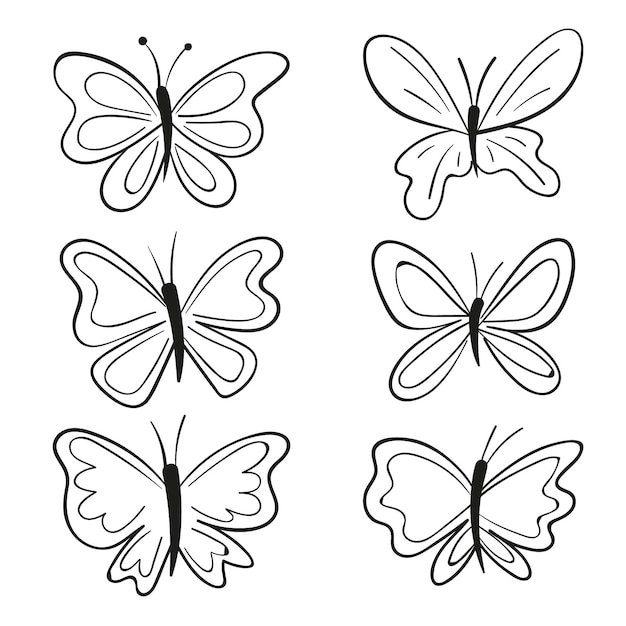 Hand drawn butterfly outline pack