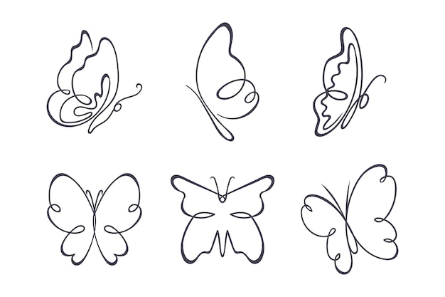 Hand drawn butterfly outline pack