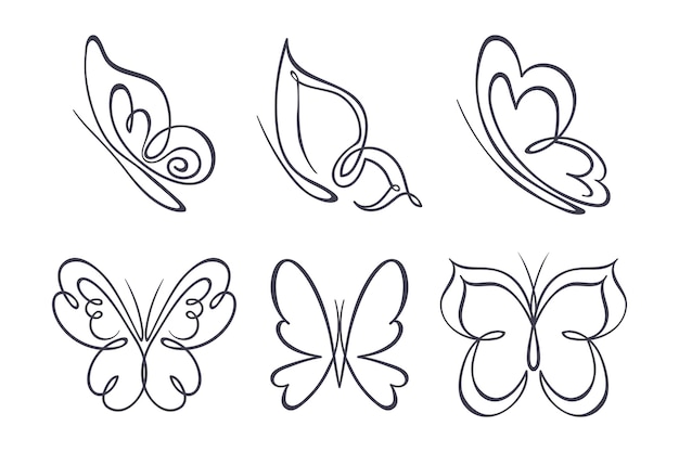 Hand drawn butterfly outline pack