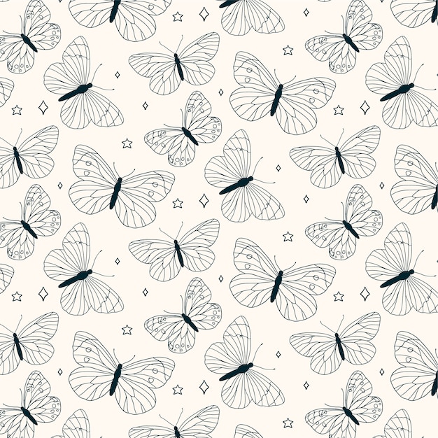 Free vector hand drawn butterfly pattern design