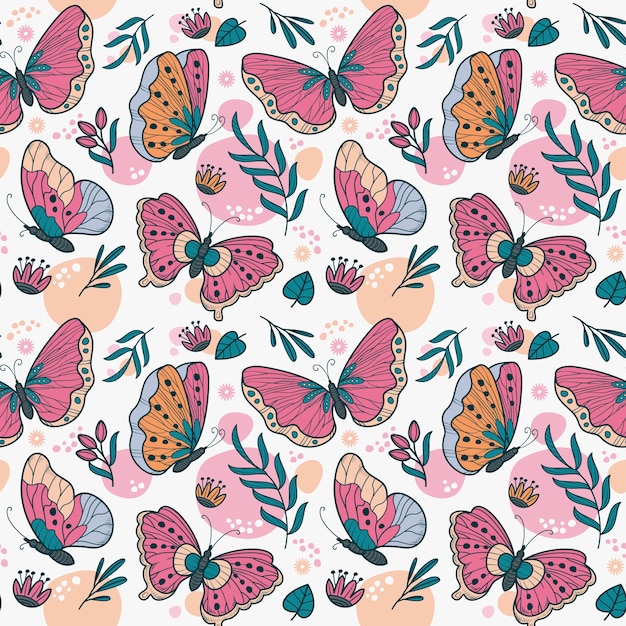 Free vector hand drawn butterfly pattern illustration