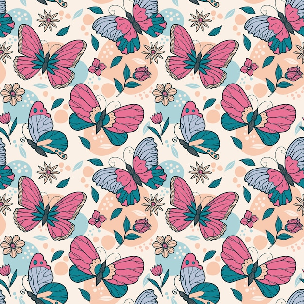 Hand drawn butterfly pattern illustration