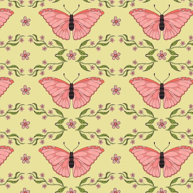 Free Vector hand drawn butterfly pattern illustration