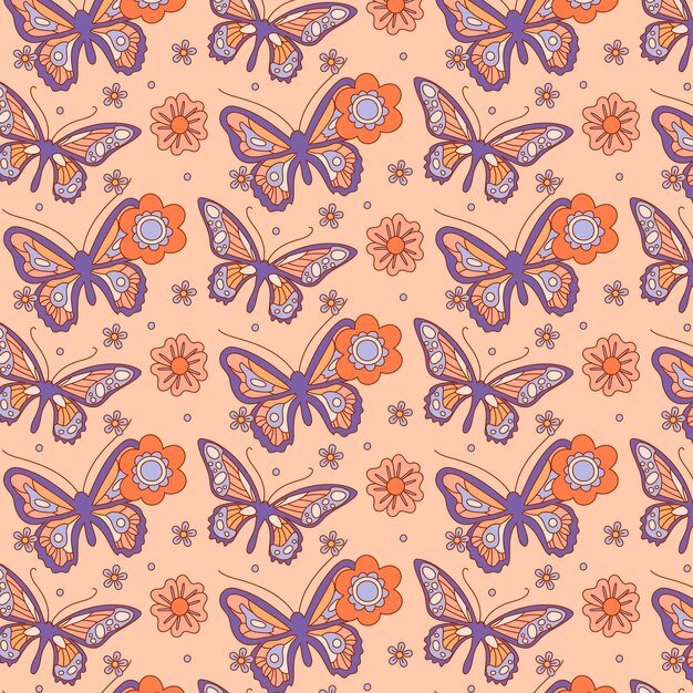 Hand drawn butterfly pattern illustration