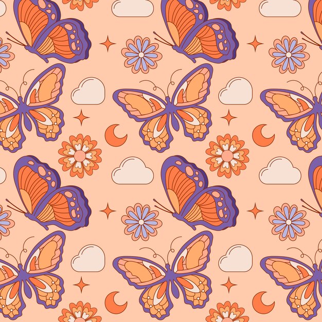 Hand drawn butterfly pattern illustration