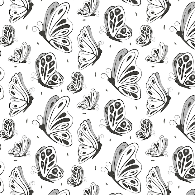 Free vector hand drawn butterfly pattern