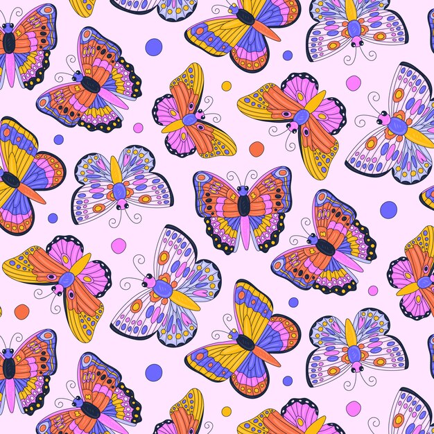 Hand drawn butterfly pattern