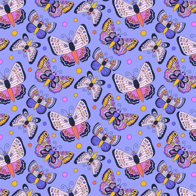 Hand drawn butterfly pattern