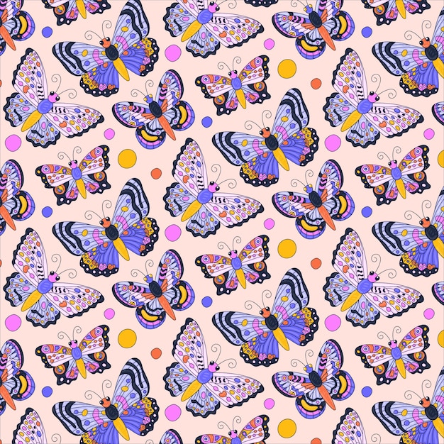 Free Vector hand drawn butterfly pattern