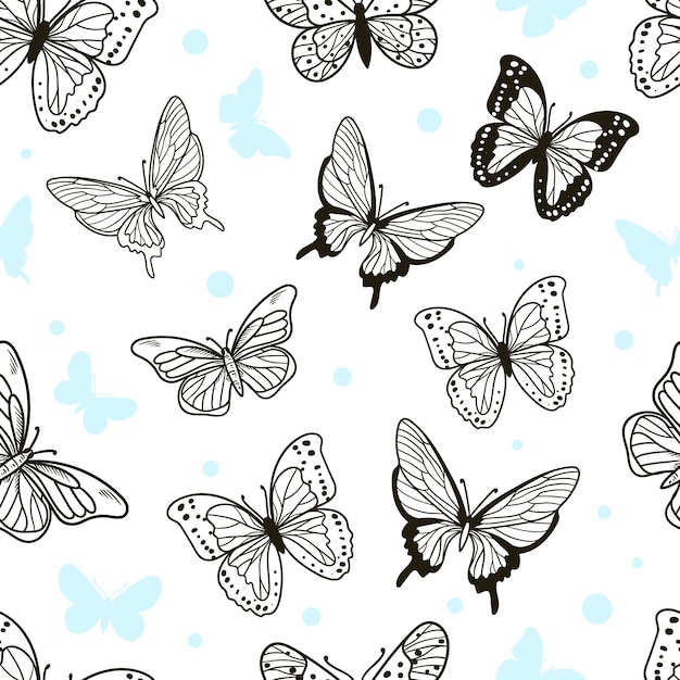 Free Vector hand drawn butterfly pattern