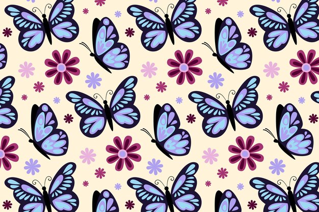 Hand drawn butterfly pattern