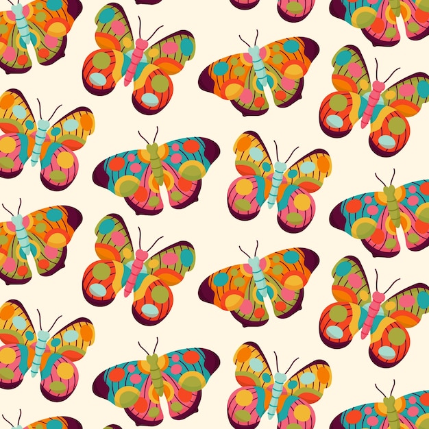 Free Vector hand drawn butterfly pattern