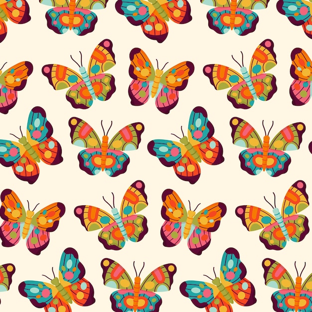 Hand drawn butterfly pattern