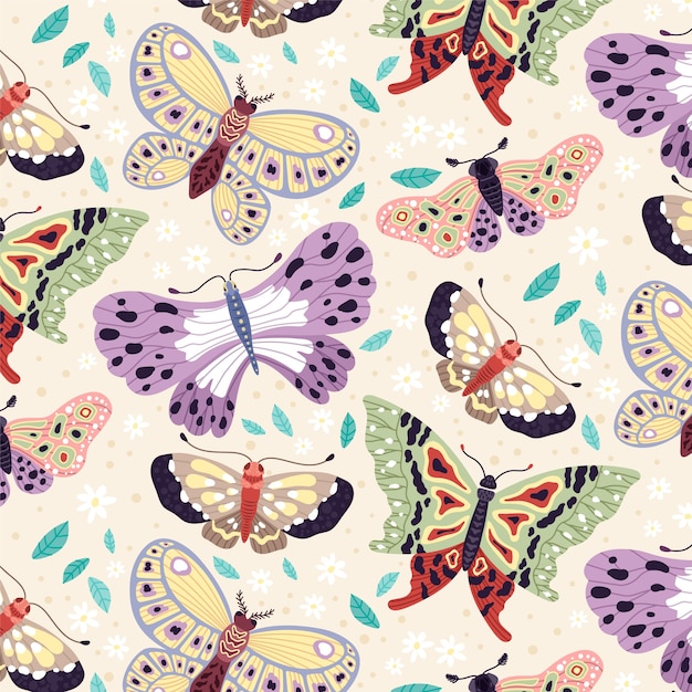 Free vector hand drawn butterfly pattern