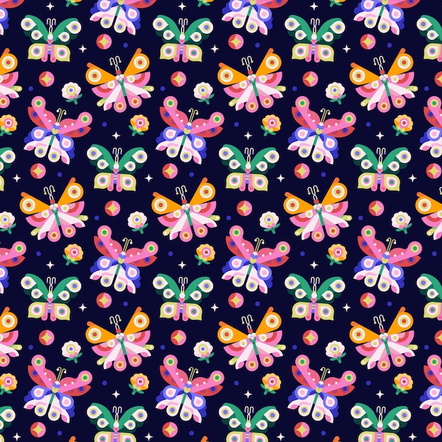 Free Vector hand drawn butterfly  pattern