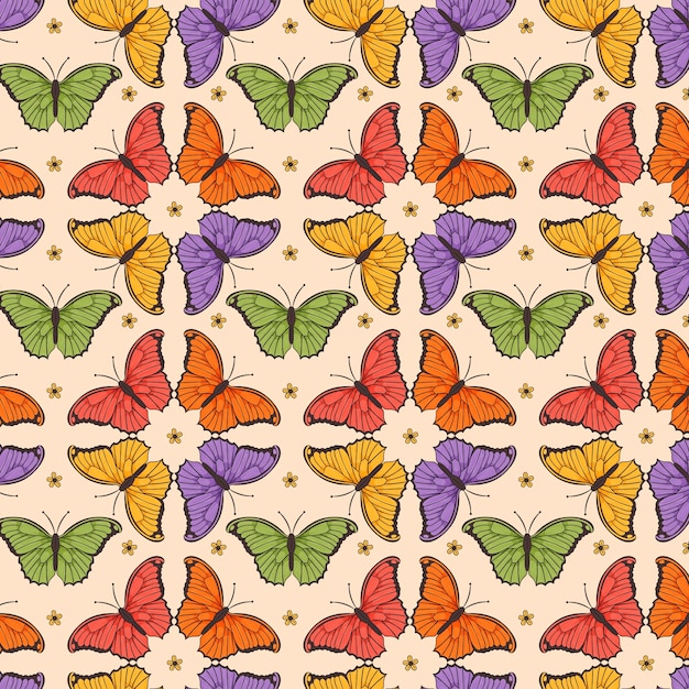 Hand drawn butterfly pattern