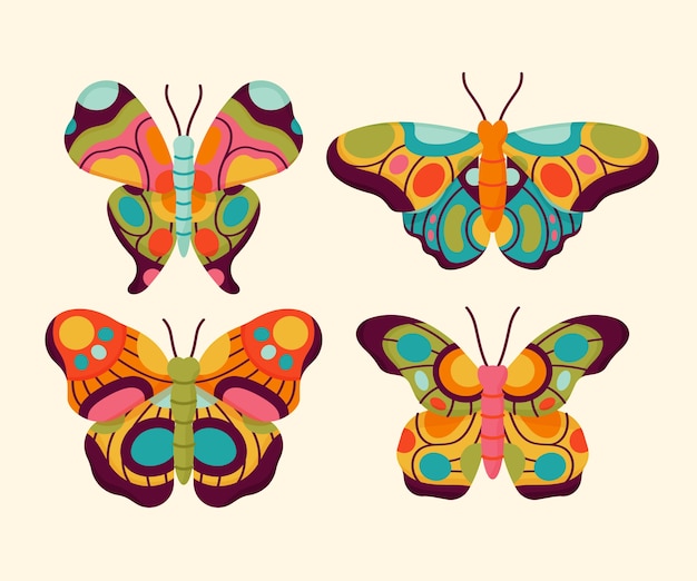 Hand drawn butterfly set design