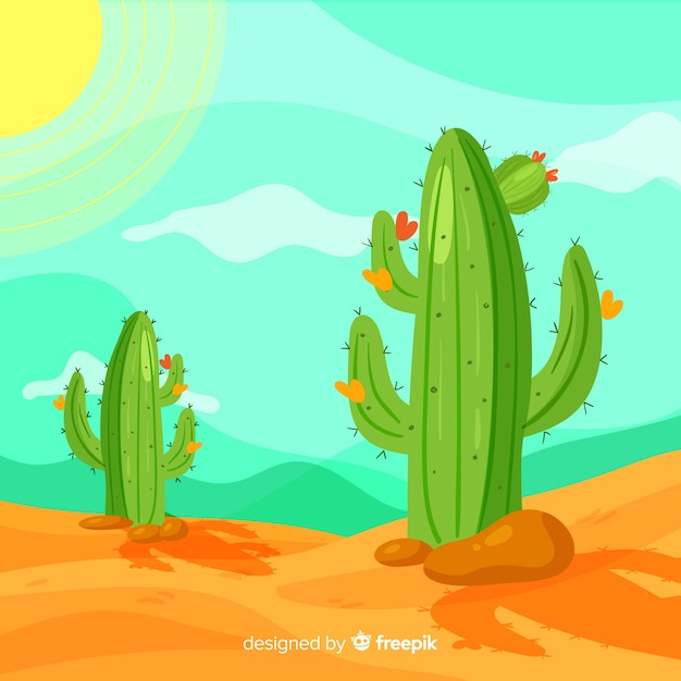 Free vector hand drawn cactus background