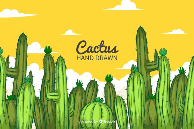 Hand drawn cactus background