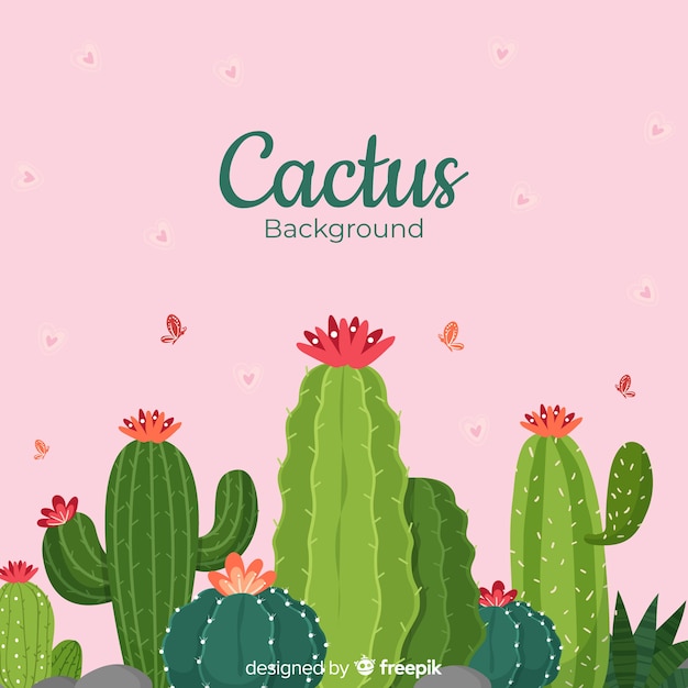 Hand drawn cactus background