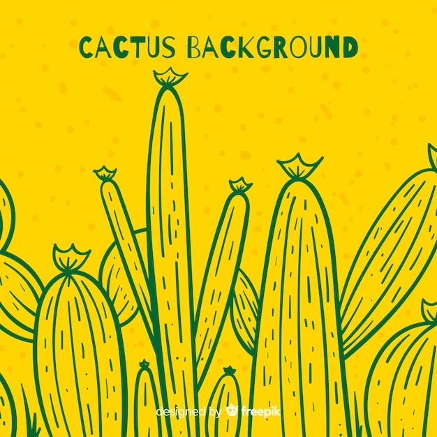 Free Vector hand drawn cactus background