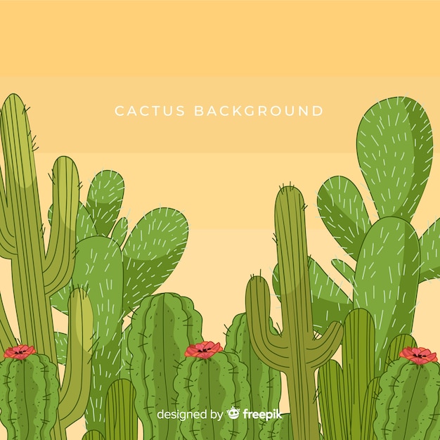 Free Vector hand drawn cactus background