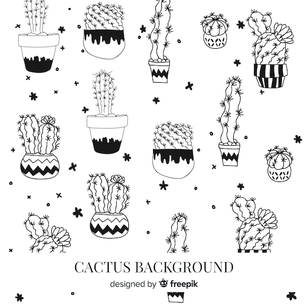 Free Vector hand drawn cactus background