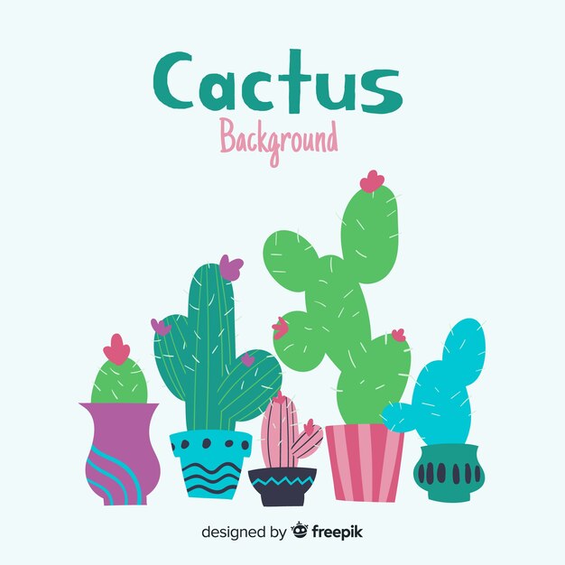 Hand drawn cactus background