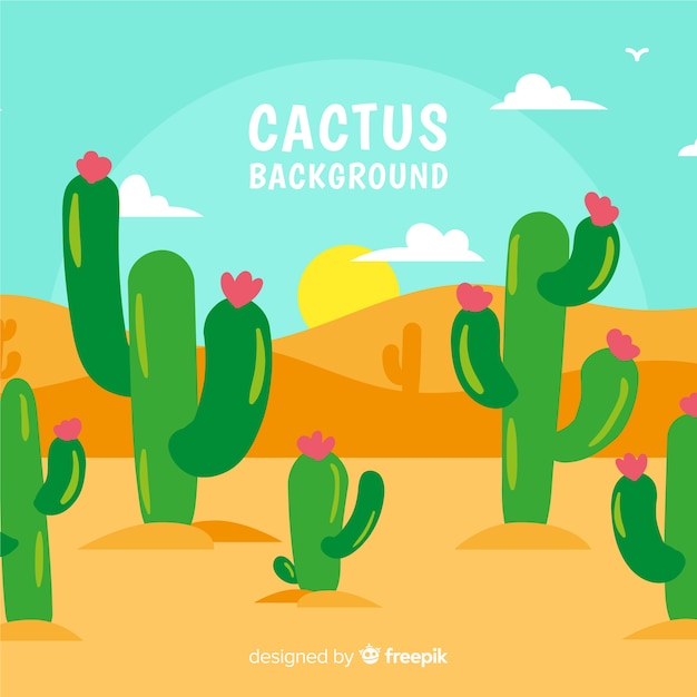 Hand drawn cactus background