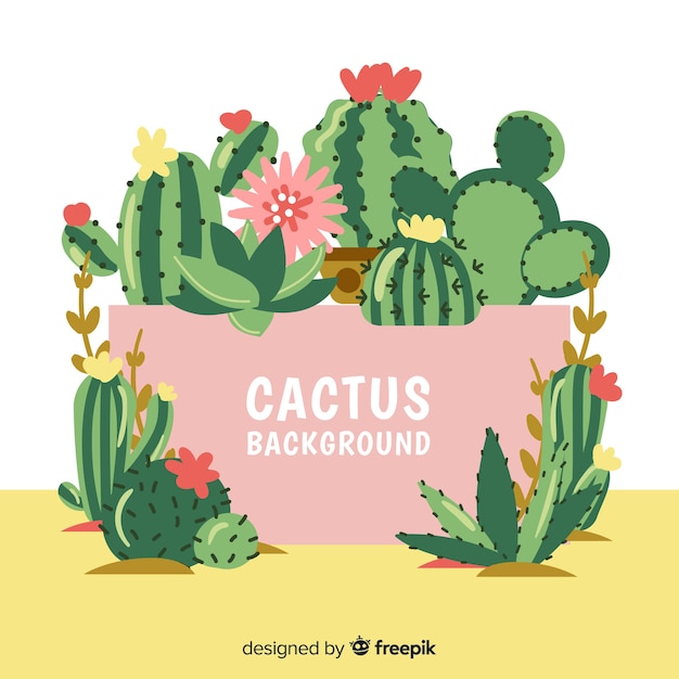 Hand drawn cactus background