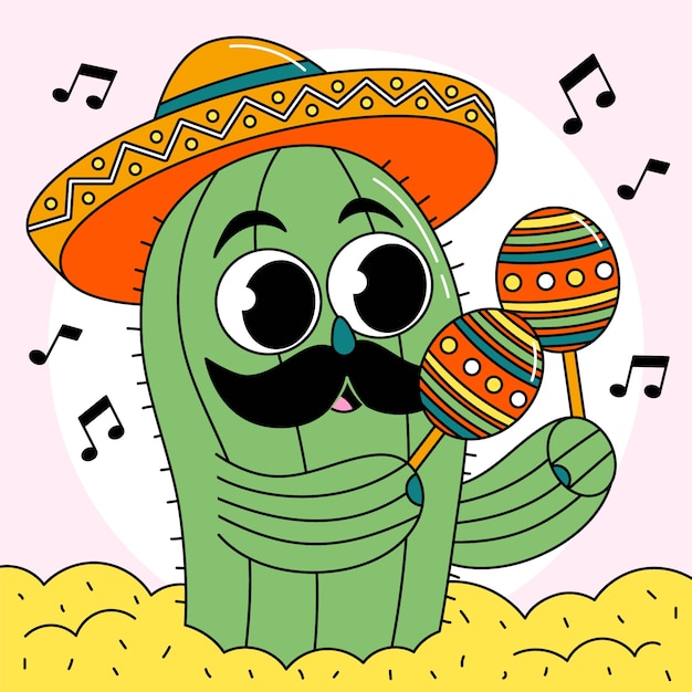 Free vector hand drawn cactus cartoon illustration