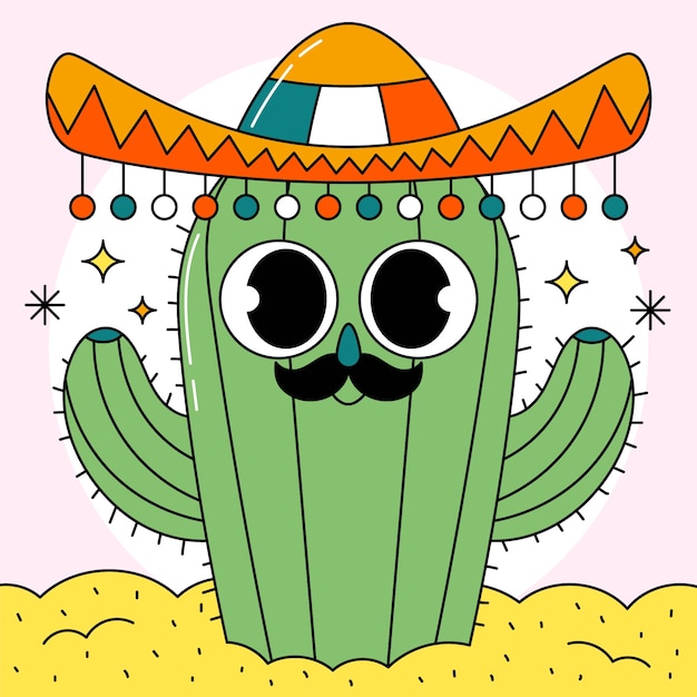 Free vector hand drawn cactus cartoon illustration