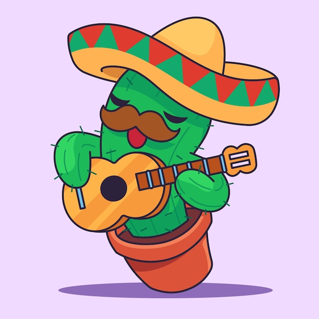 Free vector hand drawn cactus cartoon illustration