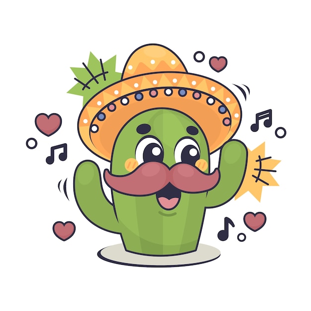 Free vector hand drawn cactus cartoon illustration