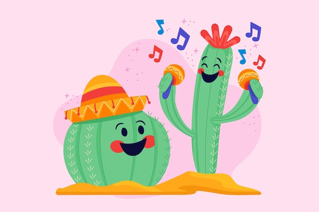 Free Vector hand drawn cactus cartoon illustration