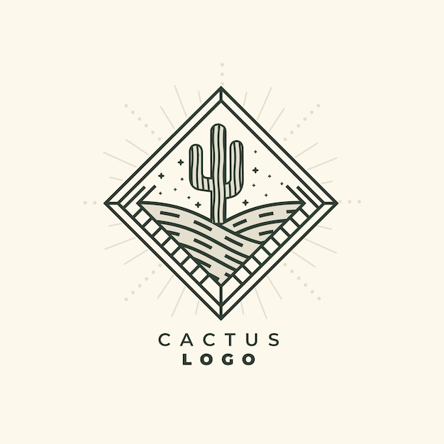 Hand drawn cactus logo template