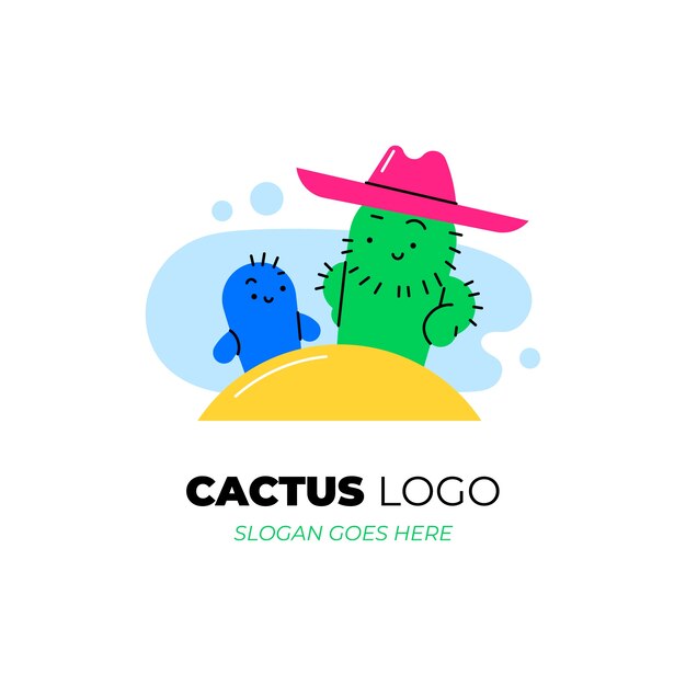 Hand drawn cactus logo template