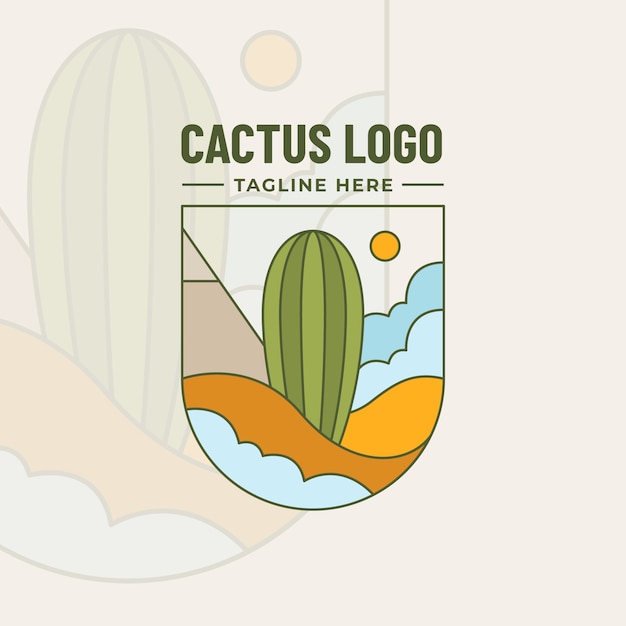 Free Vector hand drawn cactus logo template