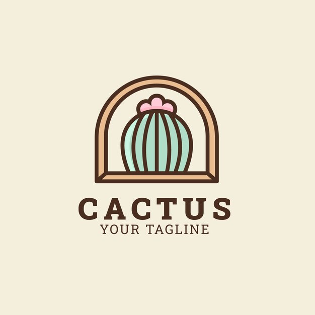 Hand drawn cactus logo template