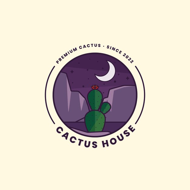 Hand drawn cactus logo template