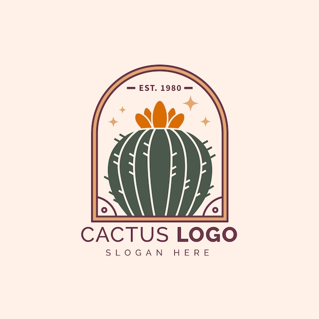 Hand drawn cactus logo template