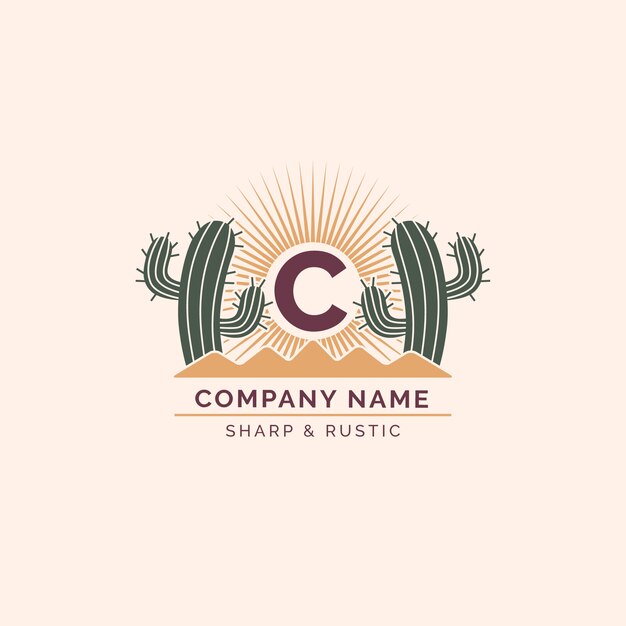 Hand drawn cactus logo template