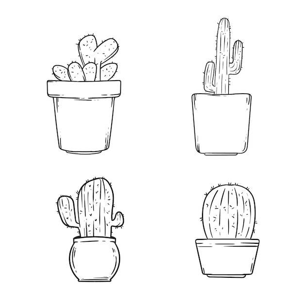 Hand drawn cactus outline illustration