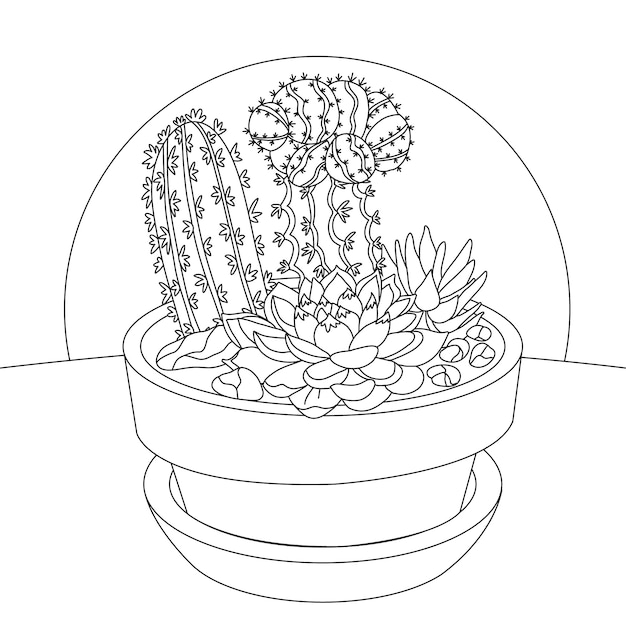 Free Vector hand drawn cactus outline illustration