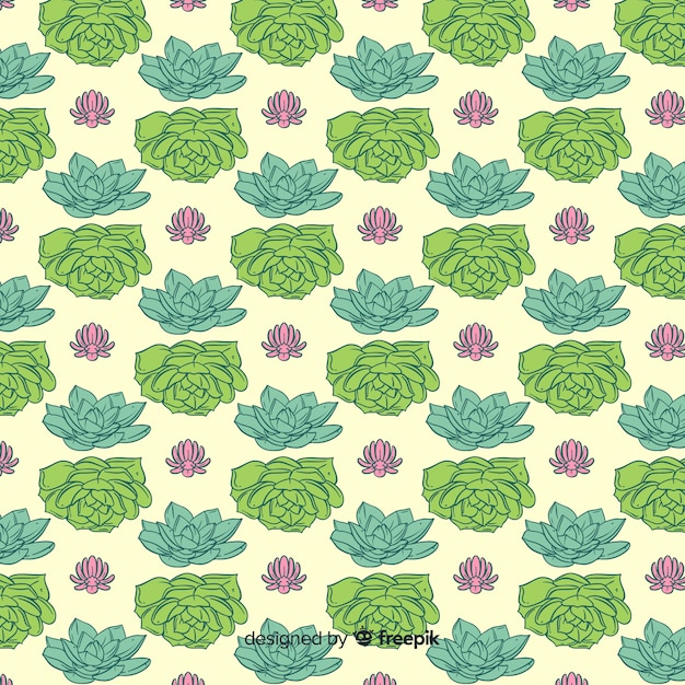 Free Vector hand drawn cactus pattern background