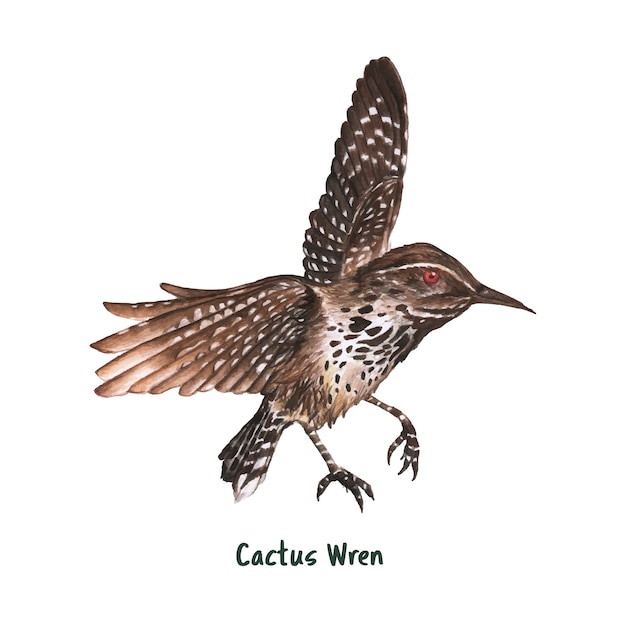 Free Vector hand drawn cactus wren bird