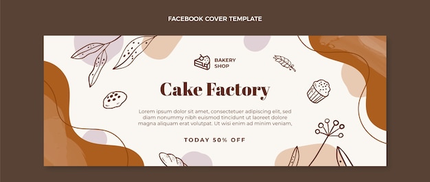 Hand drawn cake factory facebook cover