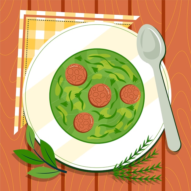 Hand drawn caldo verde food illustration